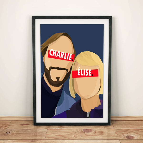 Affiche portrait personnalisé couple_présentation 3 - Hugoloppi